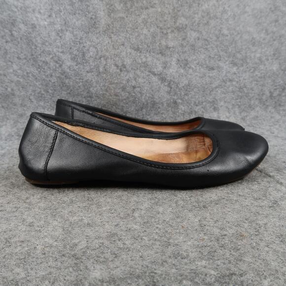 Lucky Brand Shoes Womens 8 Ballet Flats Black Leather Slip On Round Toe Classic - Picture 1 of 13